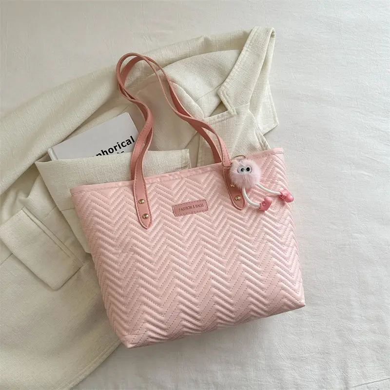Pink Textured Shoulder Bag for Women Spring New - Image 6