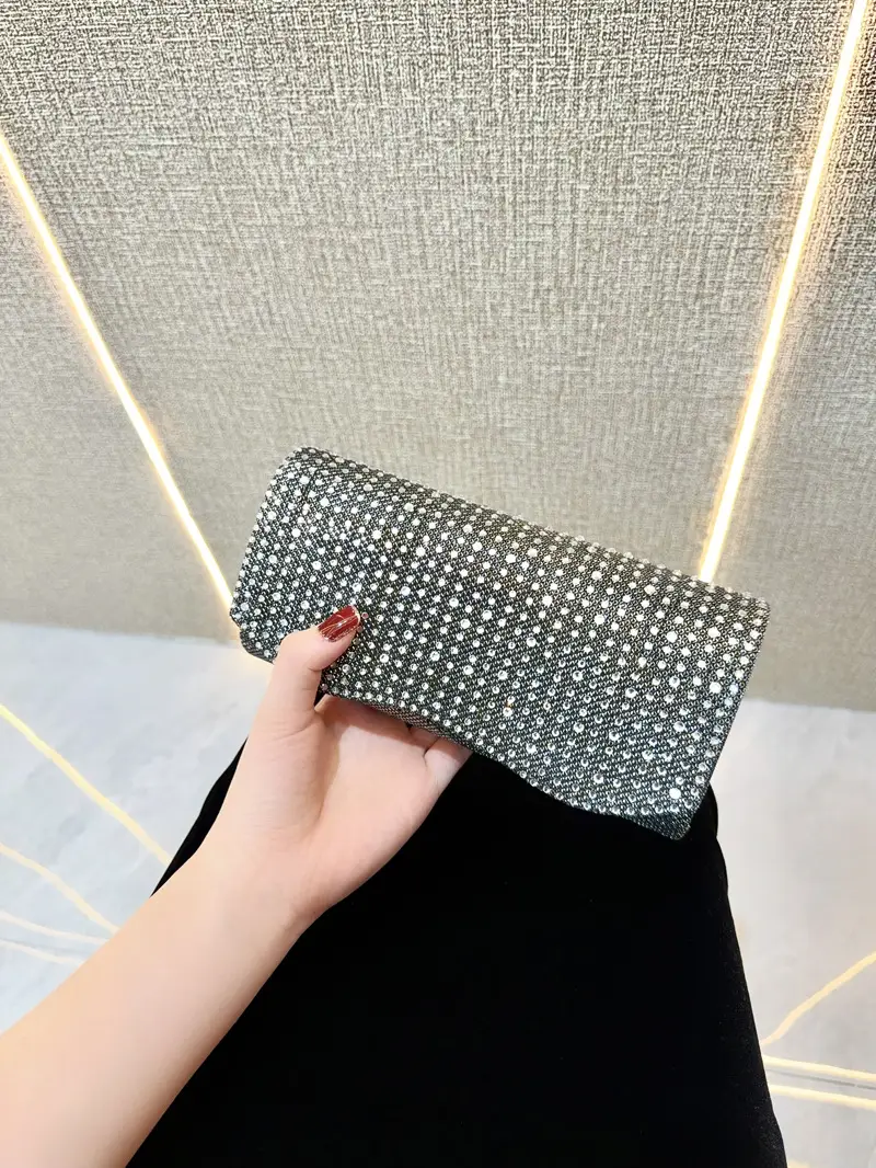 Light Silver Sparkly Crossbody Clutch Bag for Women — feature 10