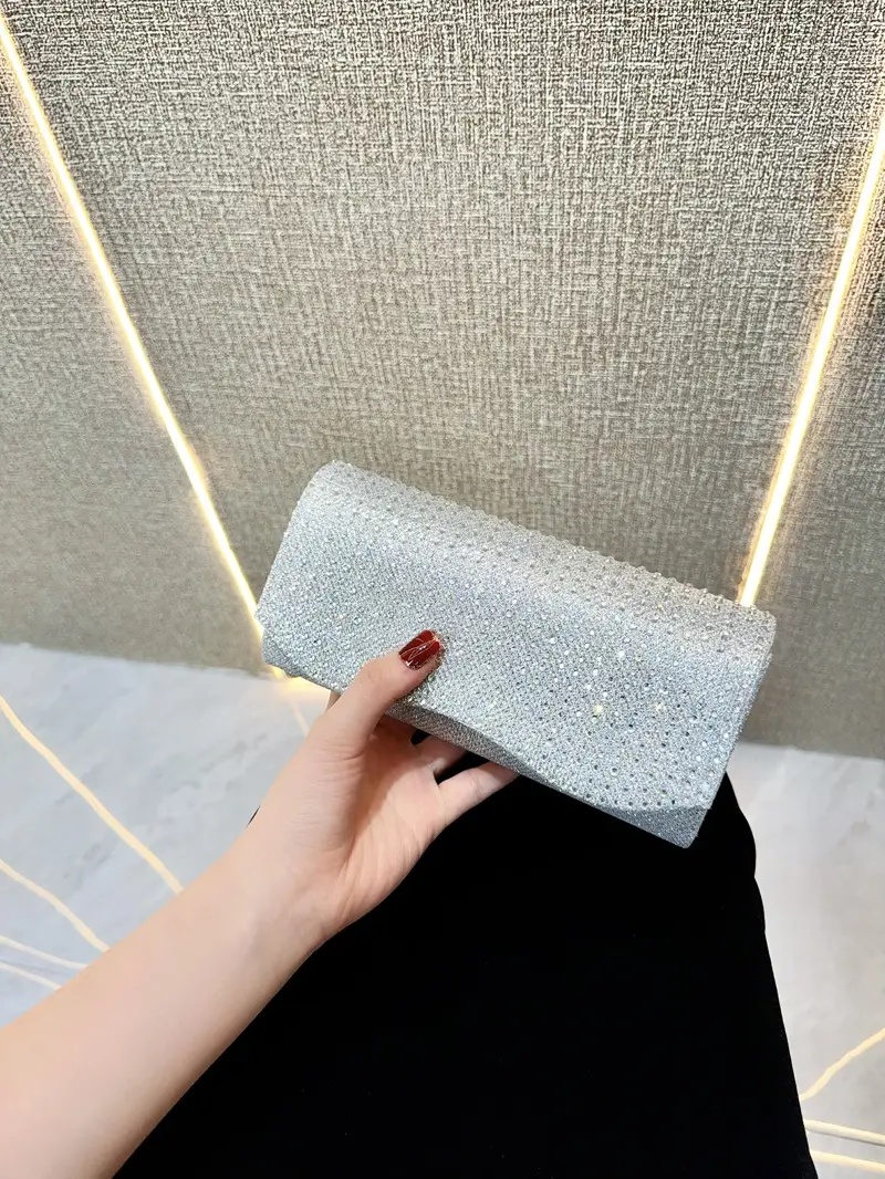 Light Silver Sparkly Crossbody Clutch Bag for Women — feature 12
