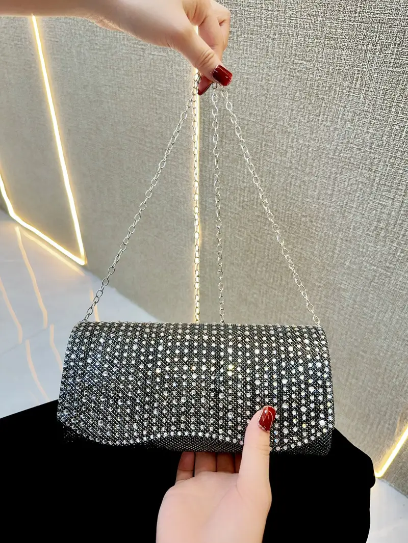 Light Silver Sparkly Crossbody Clutch Bag for Women — feature 14