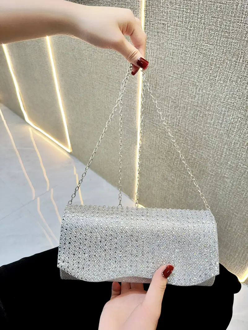 Light Silver Sparkly Crossbody Clutch Bag for Women — feature 15