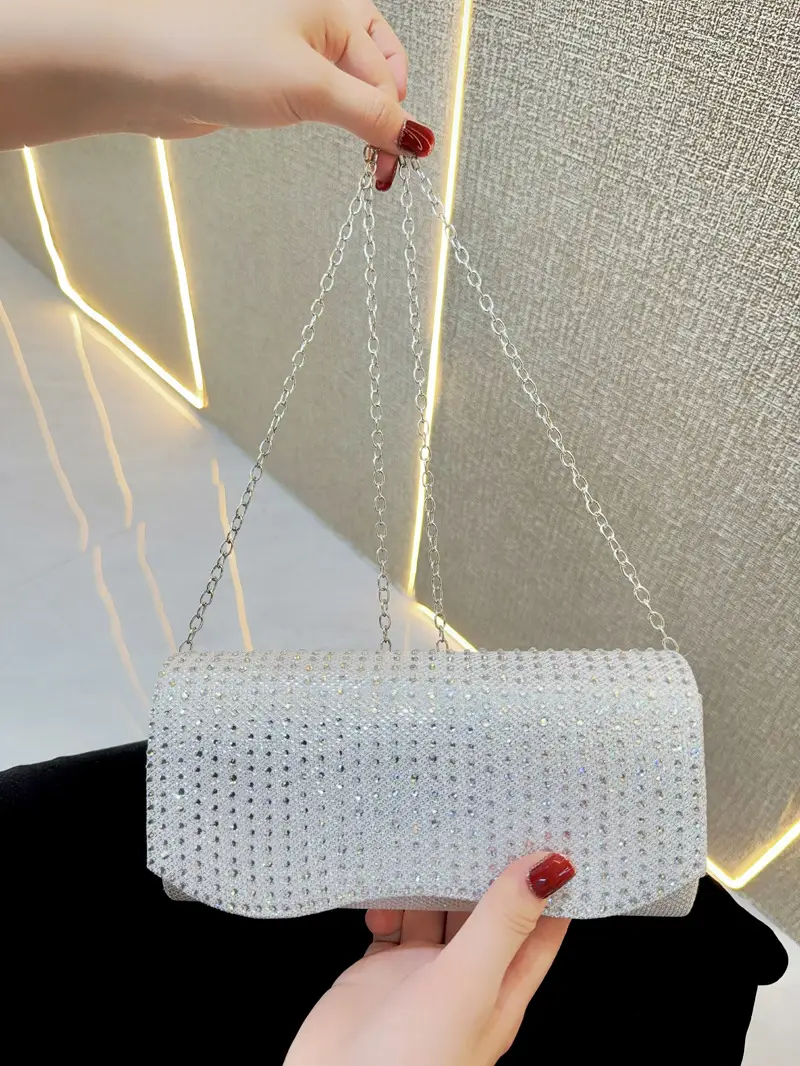 Light Silver Sparkly Crossbody Clutch Bag for Women — feature 16