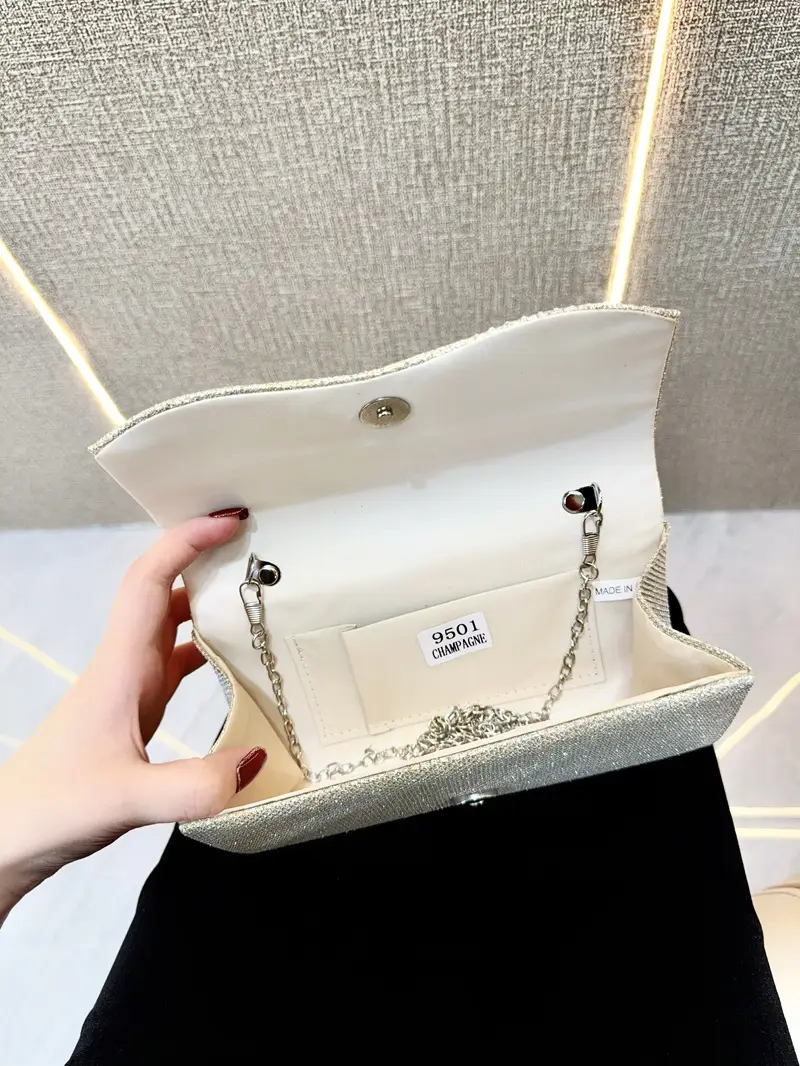 Light Silver Sparkly Crossbody Clutch Bag for Women — feature 6