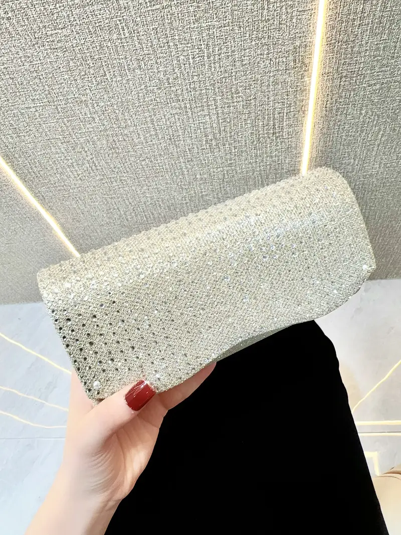 Light Silver Sparkly Crossbody Clutch Bag for Women — feature 7