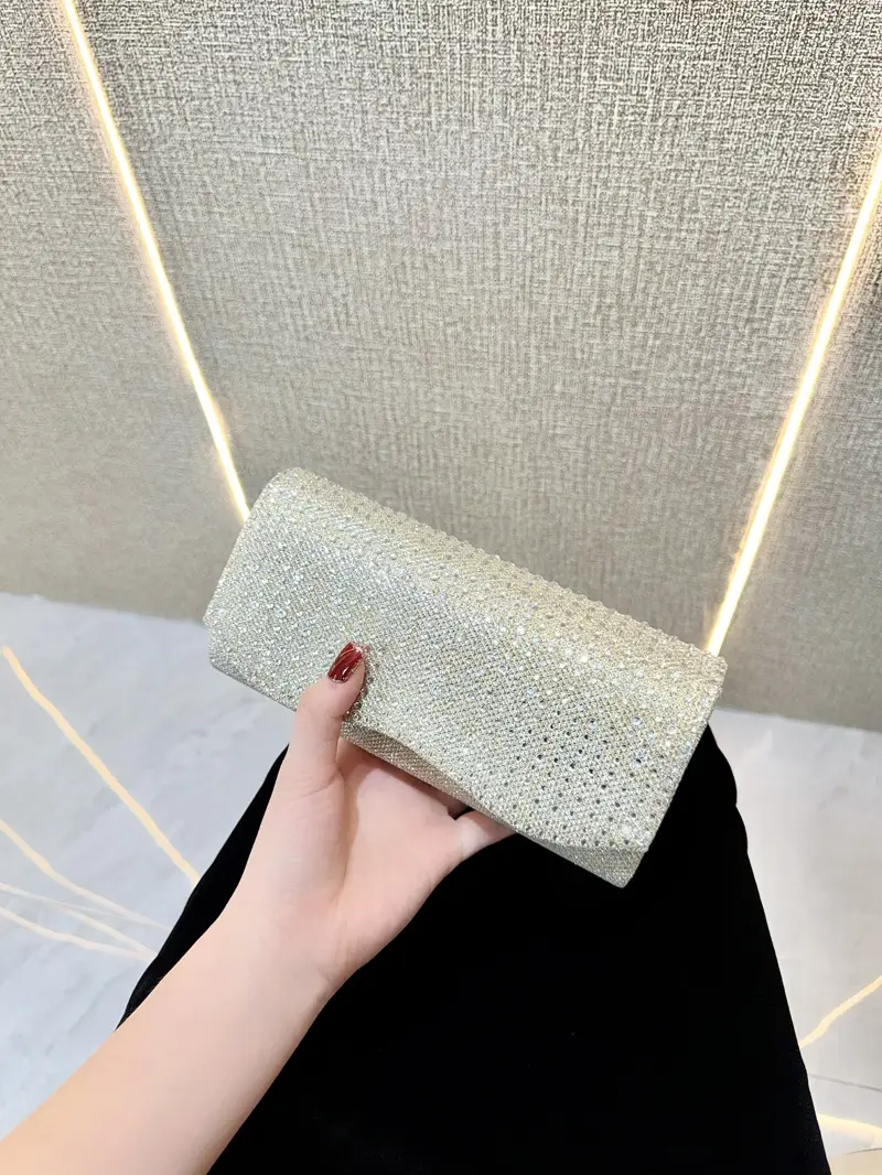 Light Silver Sparkly Crossbody Clutch Bag for Women — feature 8