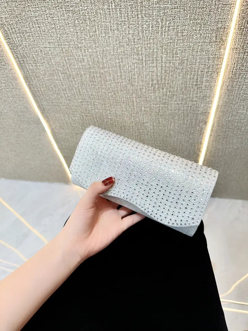 Light Silver Sparkly Crossbody Clutch Bag for Women — feature 9