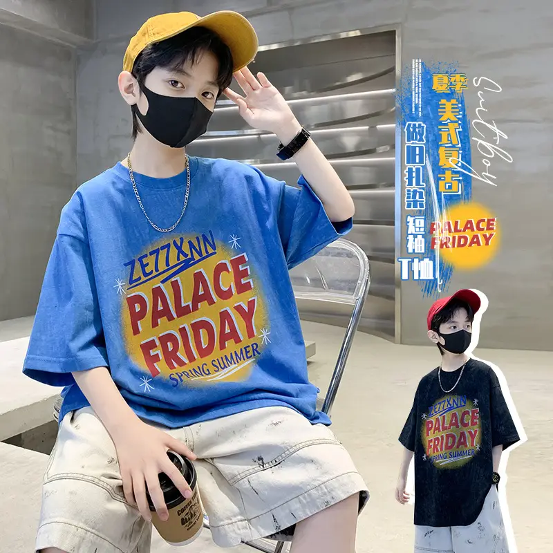 Summer T-shirt for Boys Blue Palace Friday Print - Image 4
