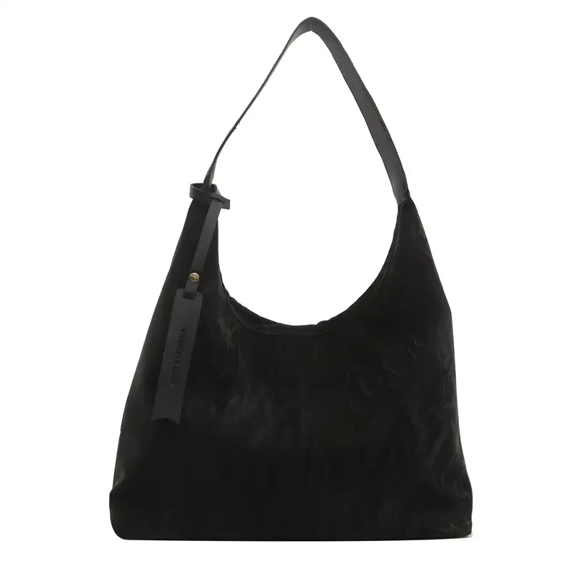 Black Textured Shoulder Bag Women 2024 Spring Summer - Image 10