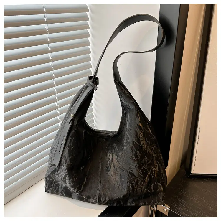 Black Textured Shoulder Bag Women 2024 Spring Summer — feature 26