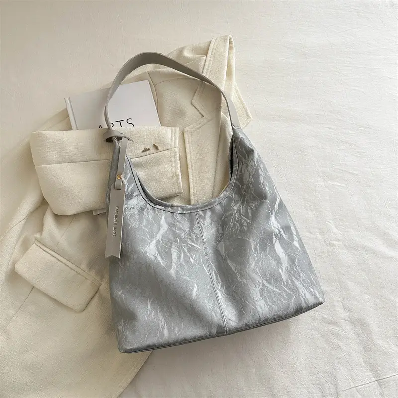 Black Textured Shoulder Bag Women 2024 Spring Summer - Image 3