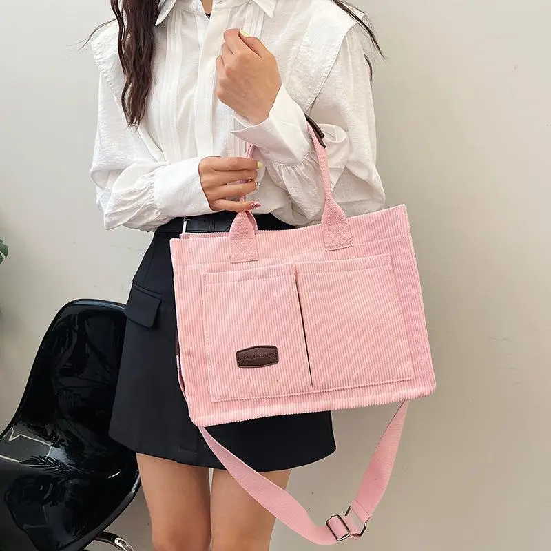 Women's Fleece Crossbody Tote Bag with Wide Strap