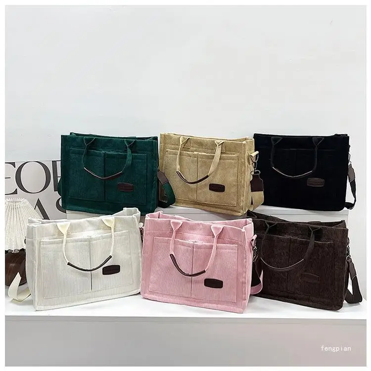 Women's Fleece Crossbody Tote Bag with Wide Strap — feature 12