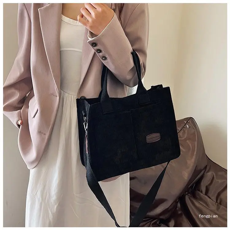 Women's Fleece Crossbody Tote Bag with Wide Strap — feature 27