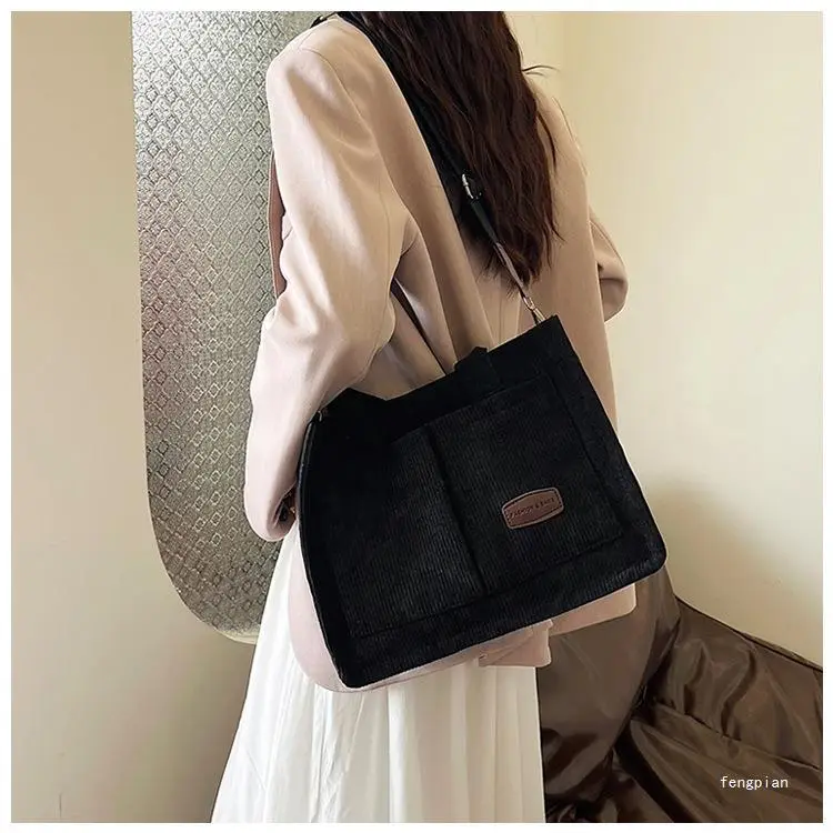 Women's Fleece Crossbody Tote Bag with Wide Strap — feature 29