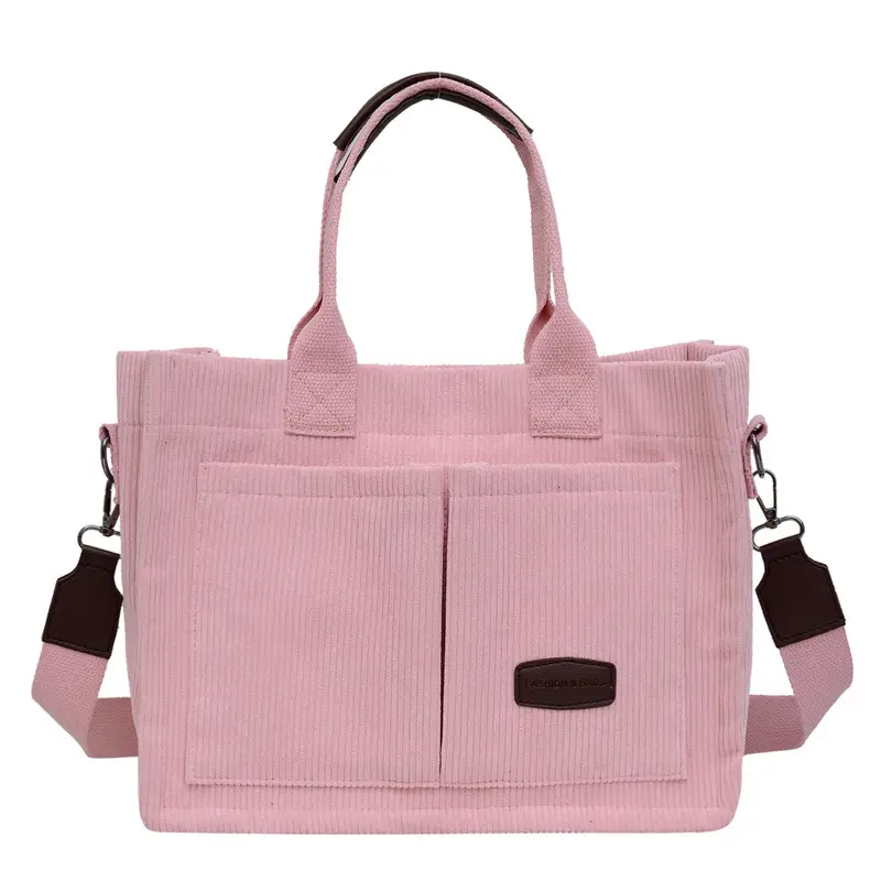 Women's Fleece Crossbody Tote Bag with Wide Strap