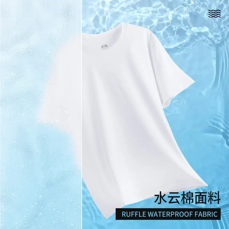 White Ruffle Waterproof Cotton T-Shirt for Men Women Summer - Image 6