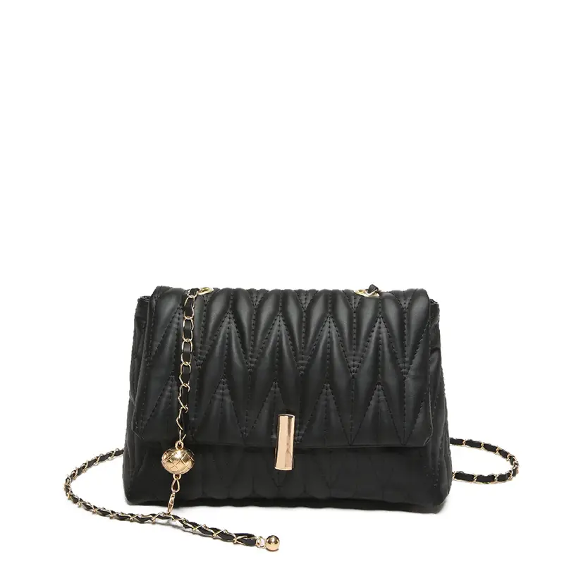 Stylish Silver Pleated Shoulder Bag with Chain - Image 9