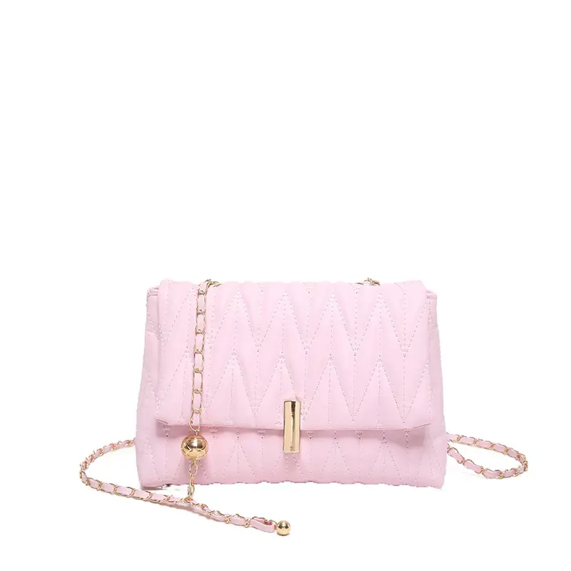 Stylish Silver Pleated Shoulder Bag with Chain - Image 3