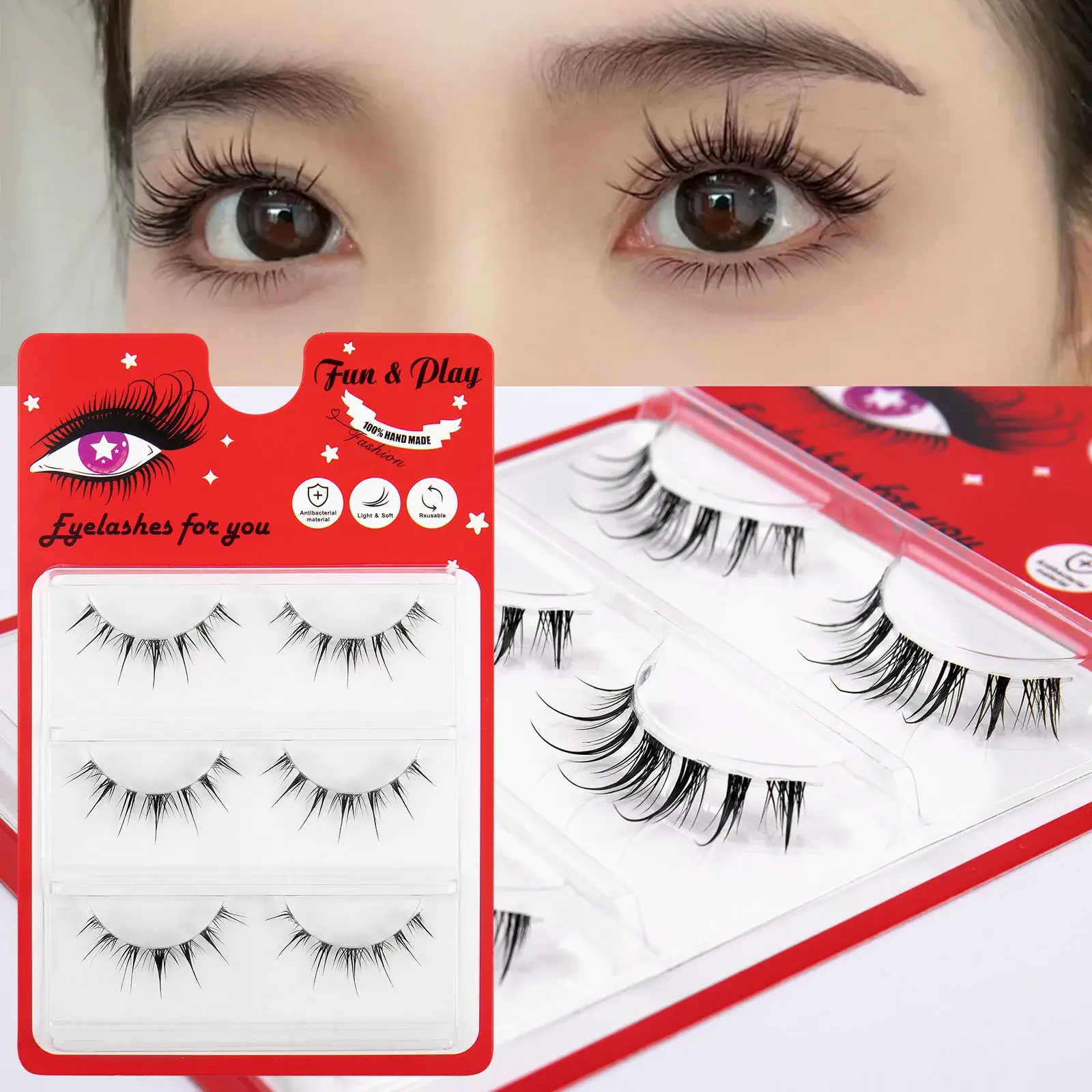 False Eyelashes for Women 3 Pairs Set - Image 10