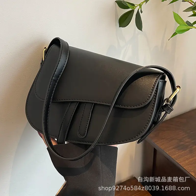 French Niche Retro Double Strap Saddle Bag for Women