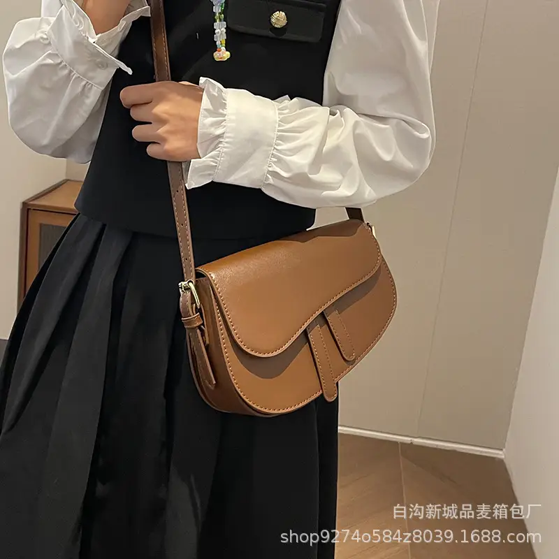 French Niche Retro Double Strap Saddle Bag for Women