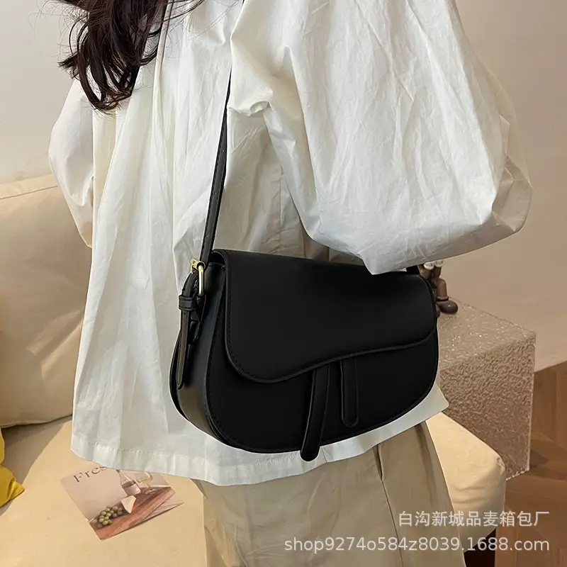 French Niche Retro Double Strap Saddle Bag for Women