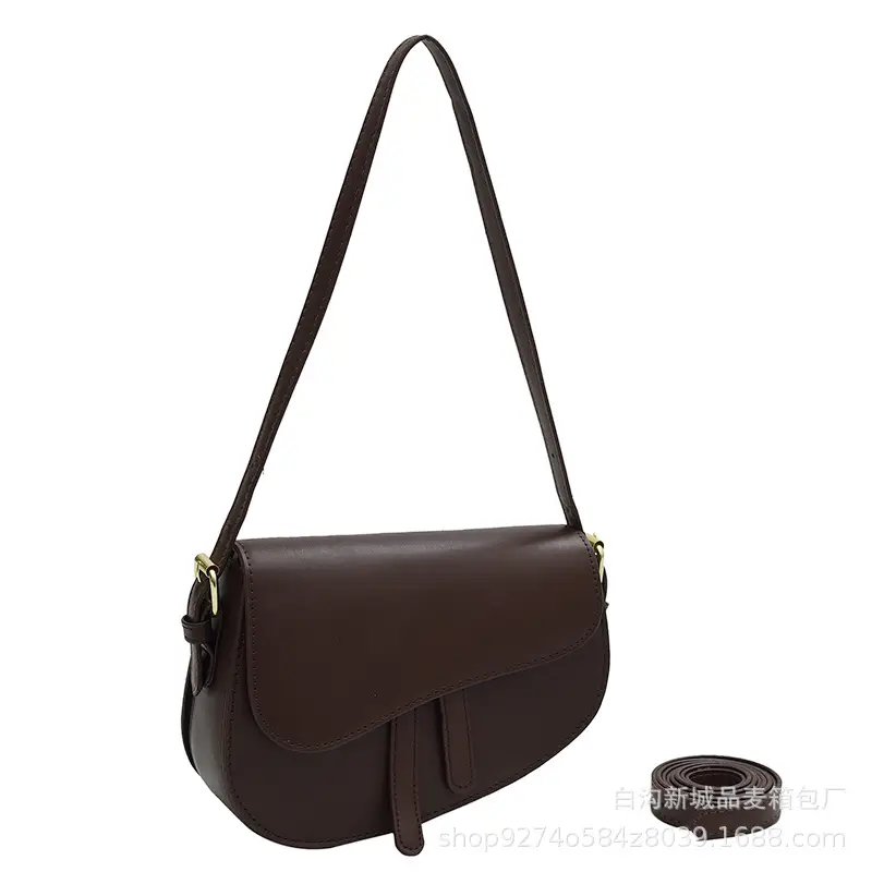 French Niche Retro Double Strap Saddle Bag for Women
