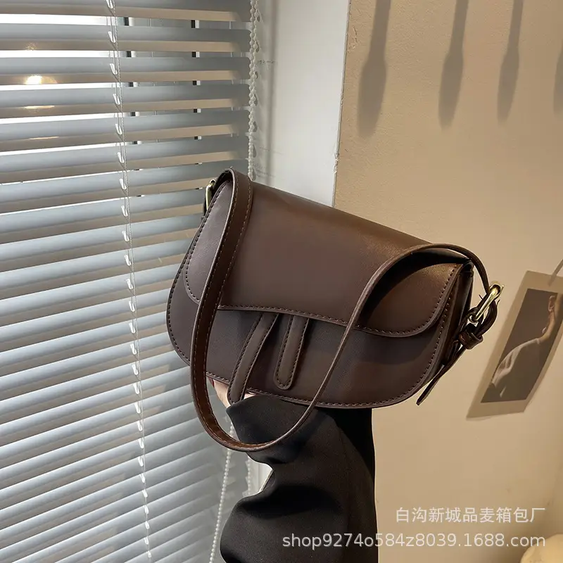 French Niche Retro Double Strap Saddle Bag for Women