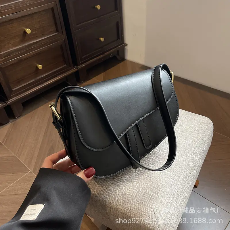 French Niche Retro Double Strap Saddle Bag for Women