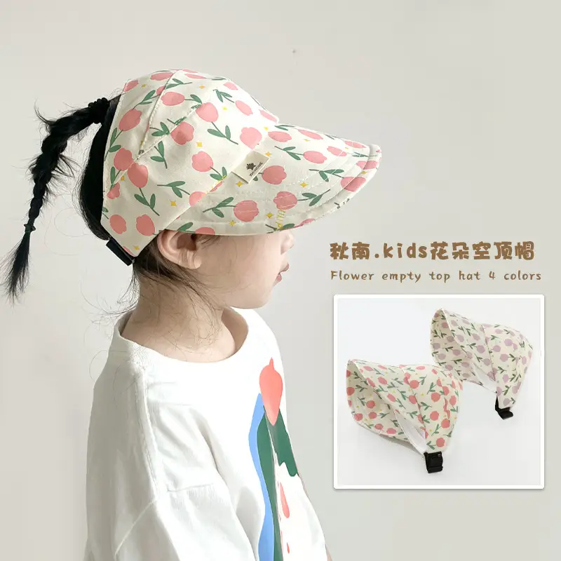 Qiunan Floral Sunscreen Hat for Girls Baby Cap