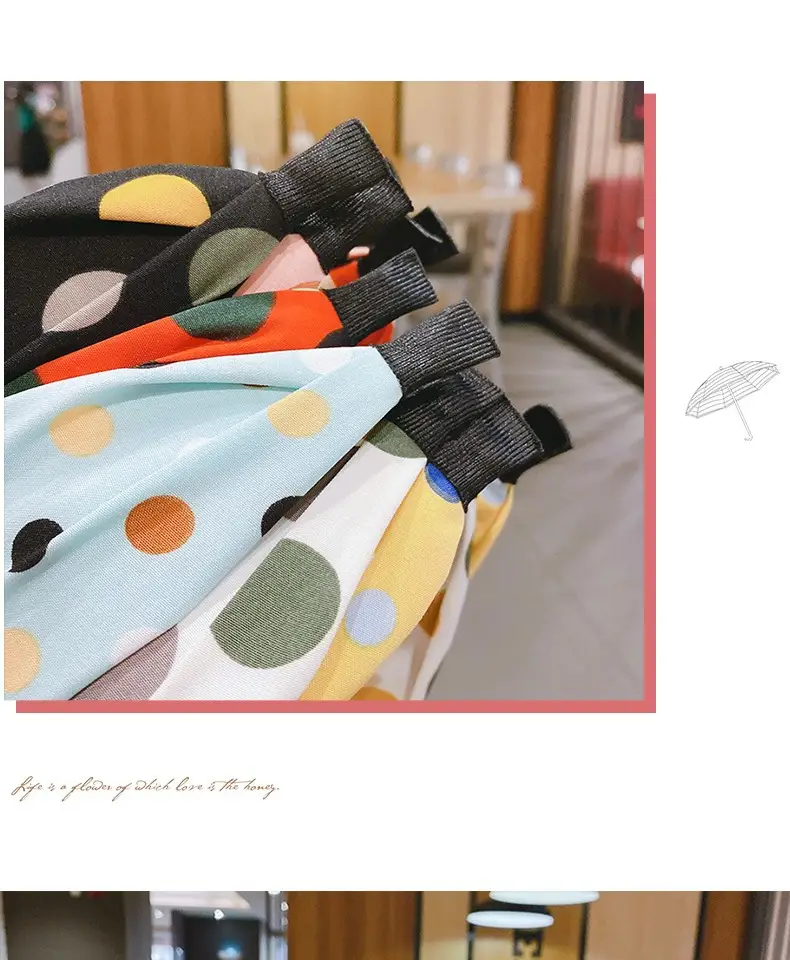 Girls Korean Tie Bow Polka Dot Headband Black — feature 6
