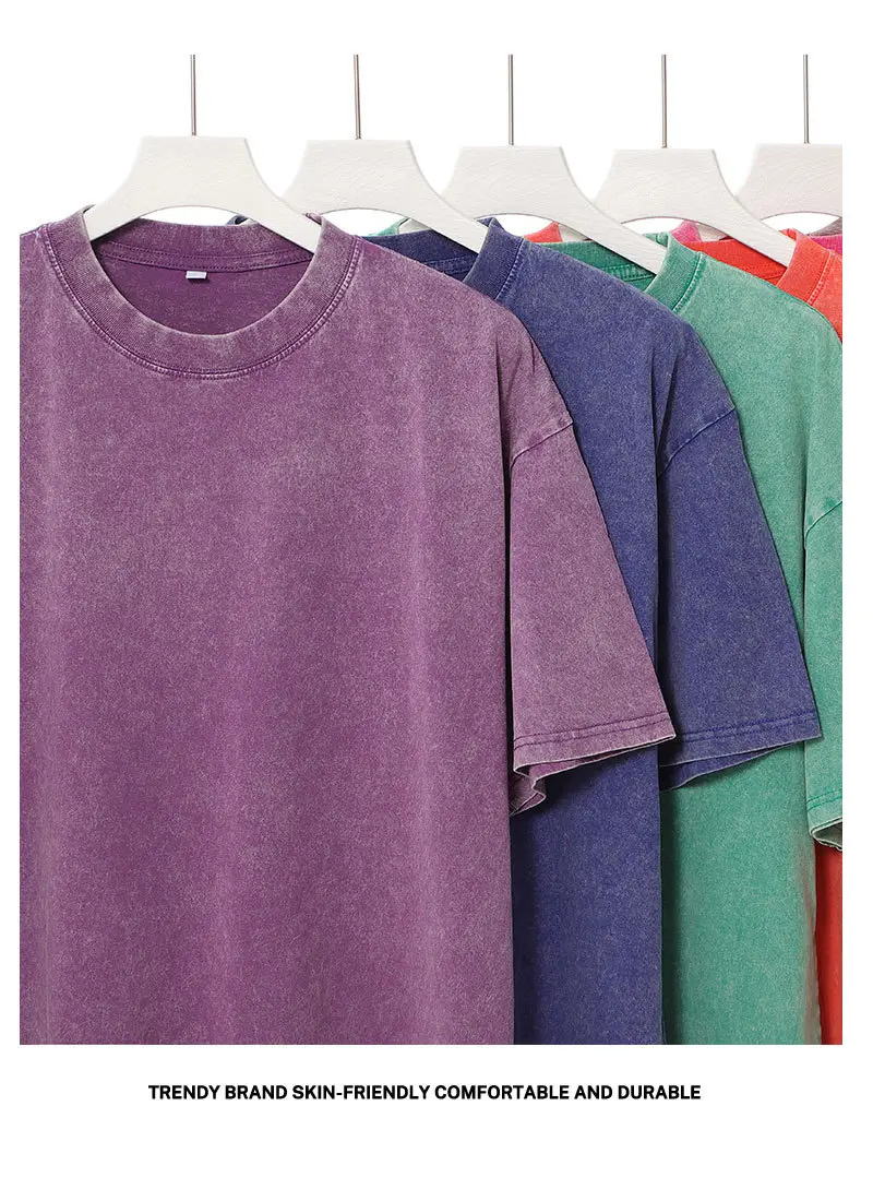 Blue American Retro 230g T-Shirt for Men — feature 10