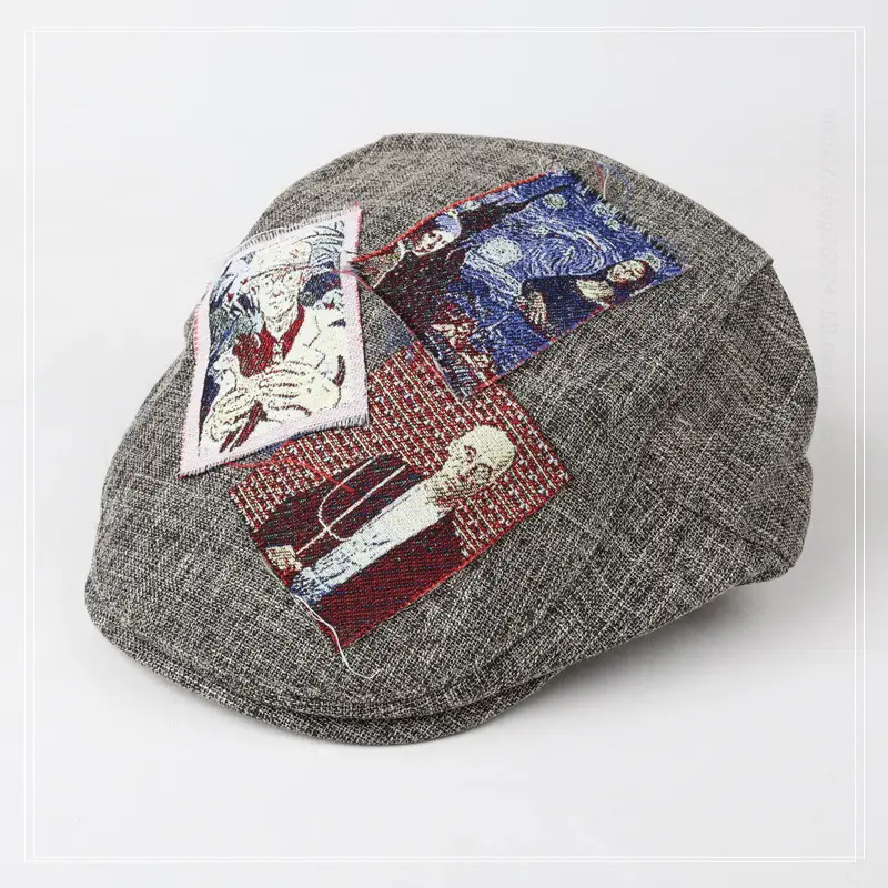 Women's Retro Patch Cotton Linen Cap for Spring Summer — feature 4