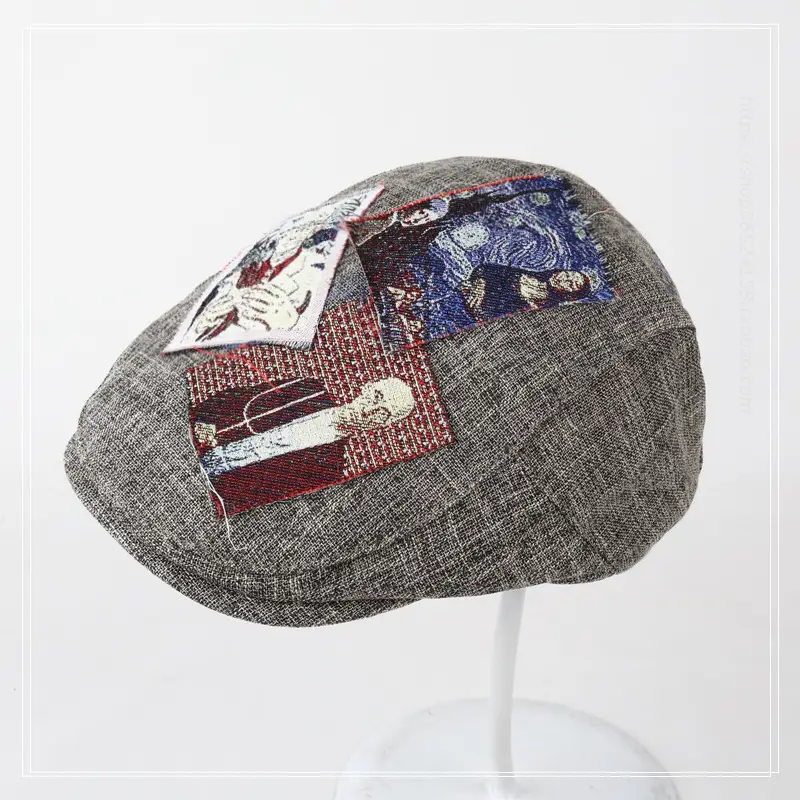 Women's Retro Patch Cotton Linen Cap for Spring Summer — feature 5
