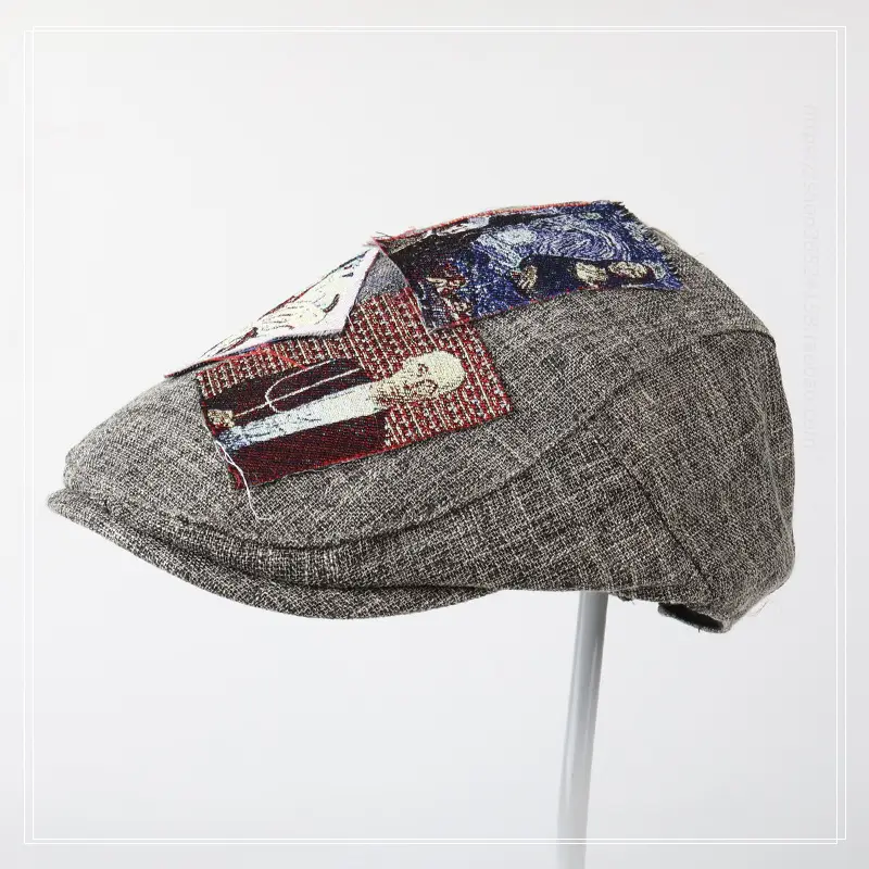 Women's Retro Patch Cotton Linen Cap for Spring Summer — feature 6
