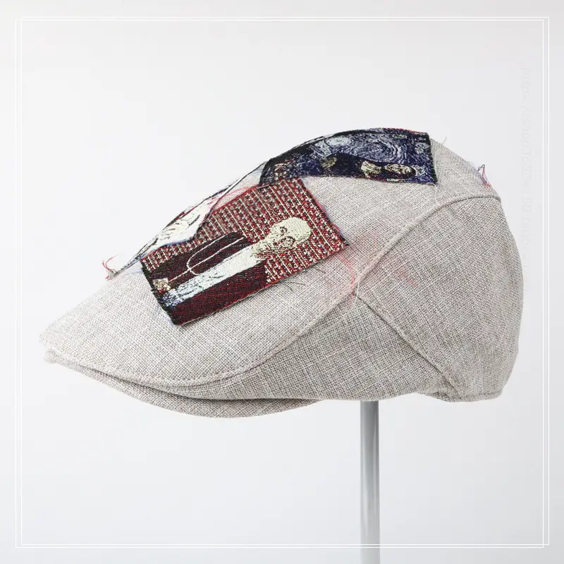 Women's Retro Patch Cotton Linen Cap for Spring Summer — feature 7