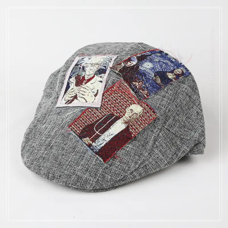 Women's Retro Patch Cotton Linen Cap for Spring Summer