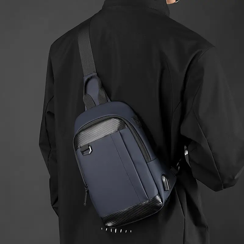 Men's Black Crossbody Backpack Waterproof Casual Shoulder Bag - Image 7