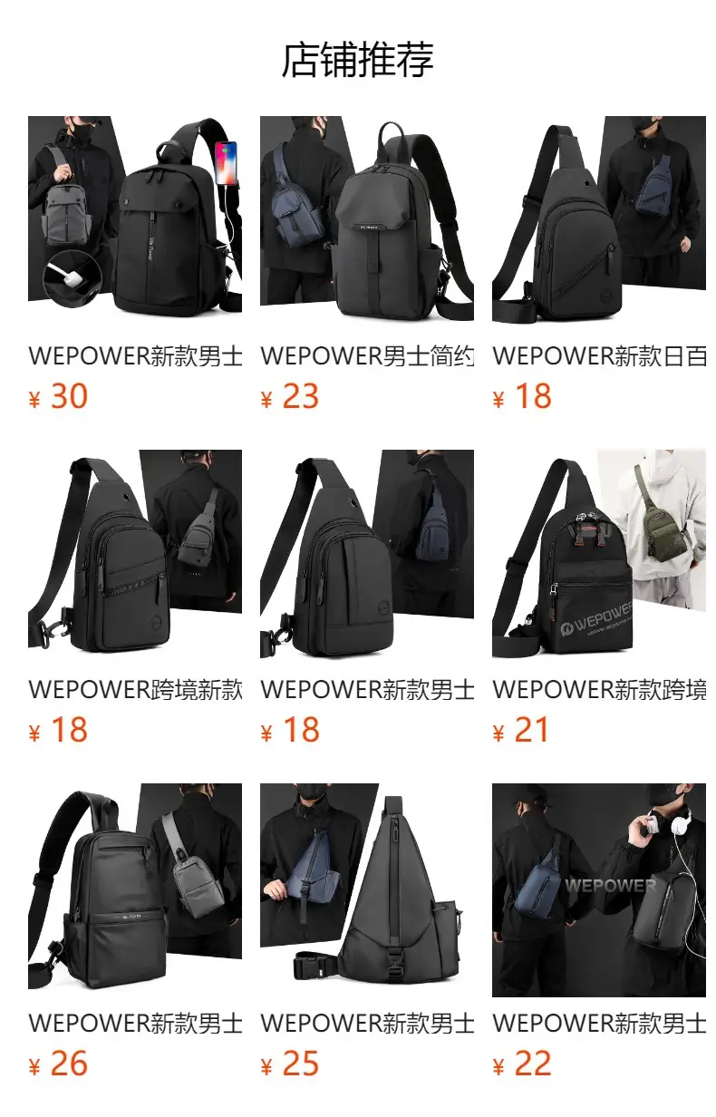 Men's Black Crossbody Backpack Waterproof Casual Shoulder Bag — feature 1