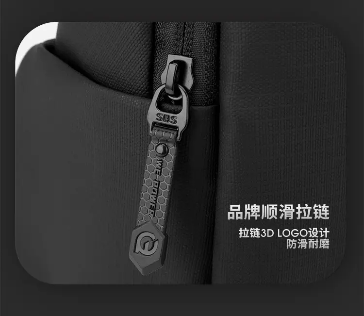 Men's Black Crossbody Backpack Waterproof Casual Shoulder Bag — feature 13