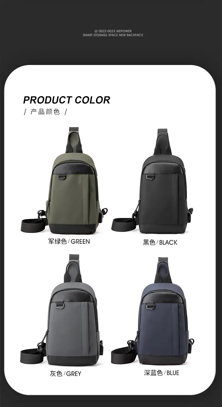 Men's Black Crossbody Backpack Waterproof Casual Shoulder Bag — feature 15