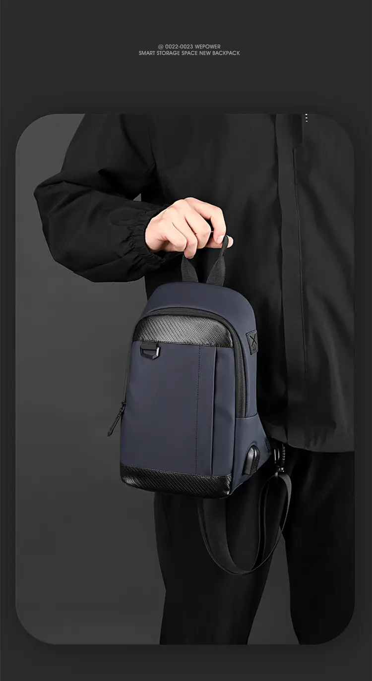 Men's Black Crossbody Backpack Waterproof Casual Shoulder Bag — feature 17