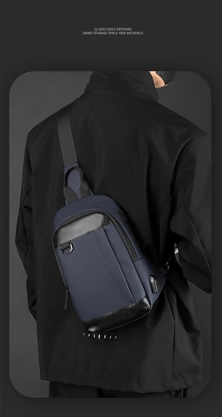 Men's Black Crossbody Backpack Waterproof Casual Shoulder Bag — feature 18