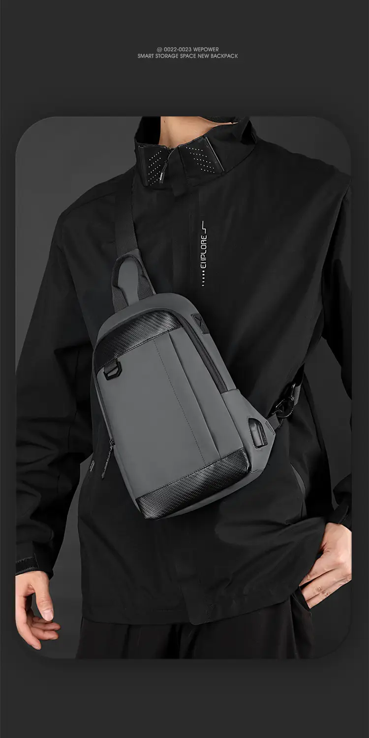 Men's Black Crossbody Backpack Waterproof Casual Shoulder Bag — feature 19