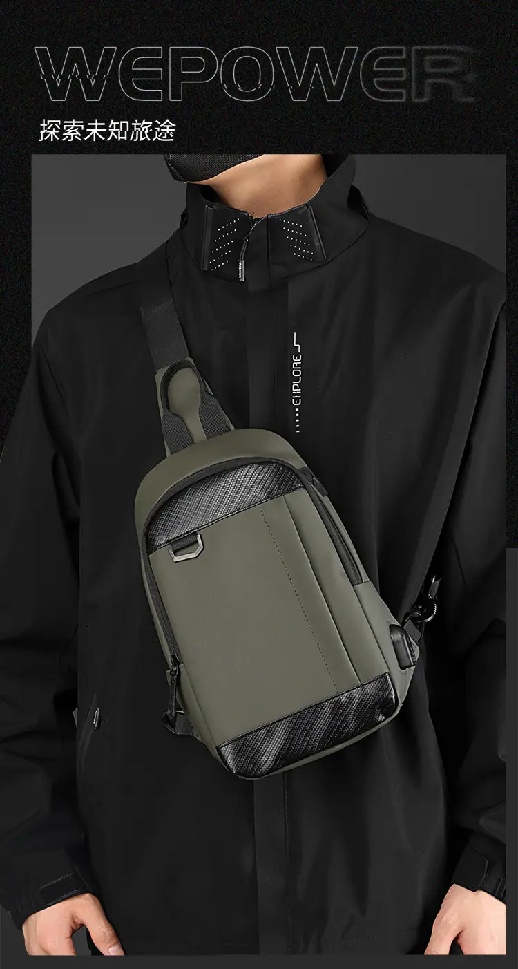 Men's Black Crossbody Backpack Waterproof Casual Shoulder Bag — feature 2