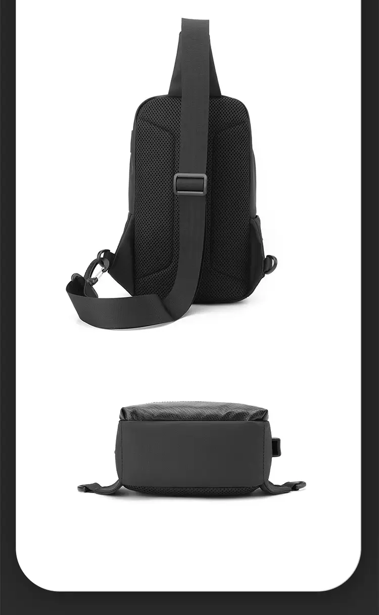 Men's Black Crossbody Backpack Waterproof Casual Shoulder Bag — feature 29