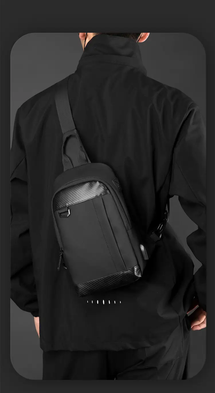 Men's Black Crossbody Backpack Waterproof Casual Shoulder Bag — feature 4