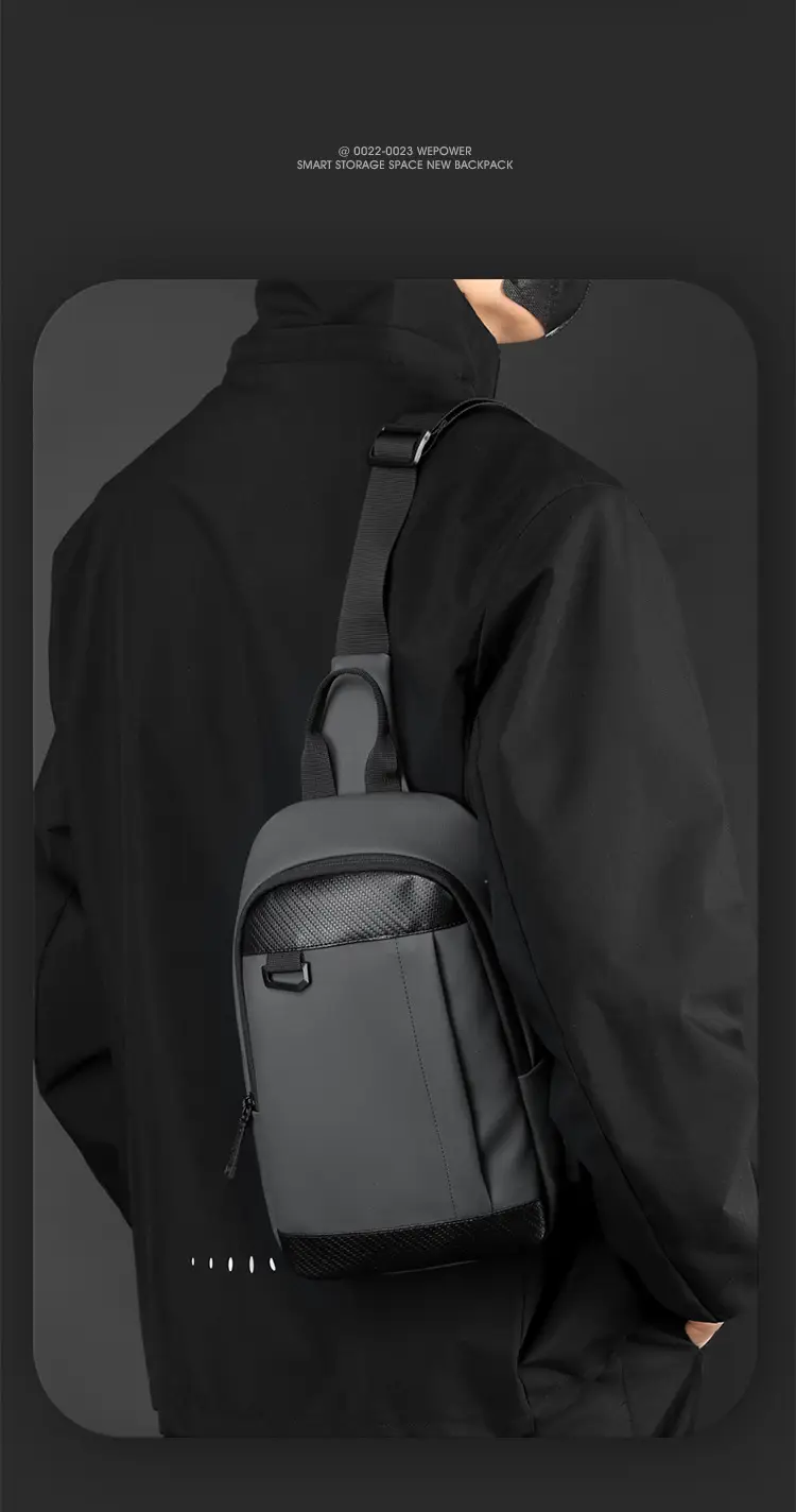 Men's Black Crossbody Backpack Waterproof Casual Shoulder Bag — feature 5