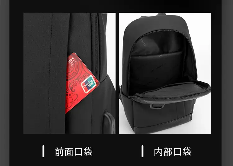 Men's Black Crossbody Backpack Waterproof Casual Shoulder Bag — feature 9