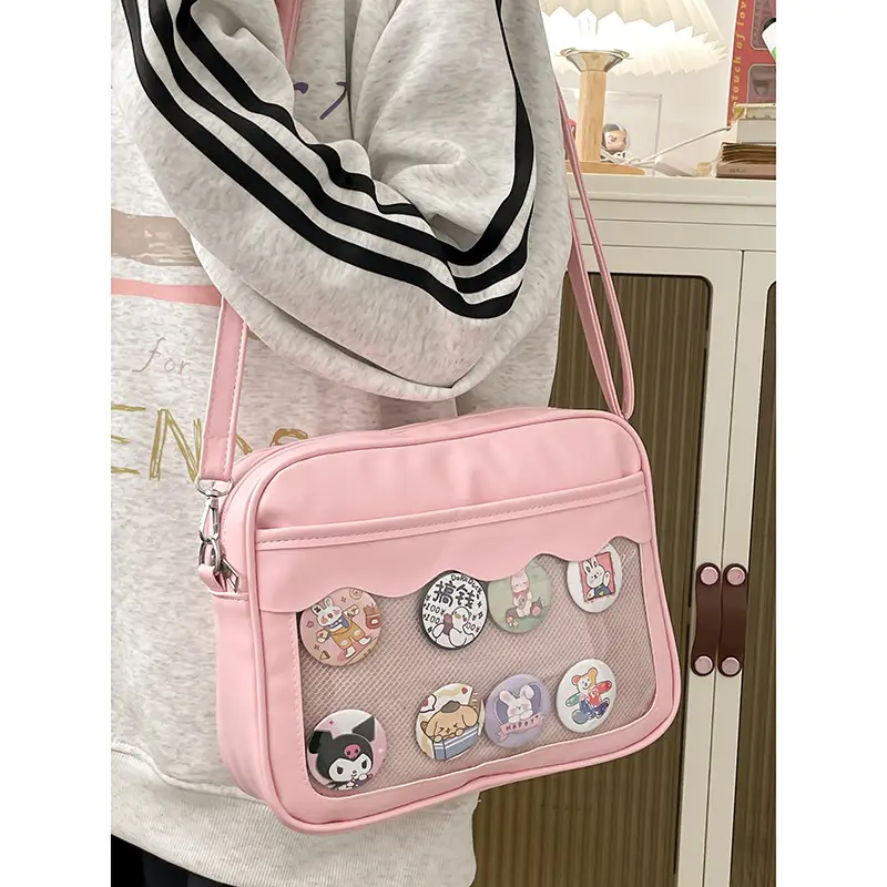 Pink Cartoon Button Shoulder Bag for Women - Image 8